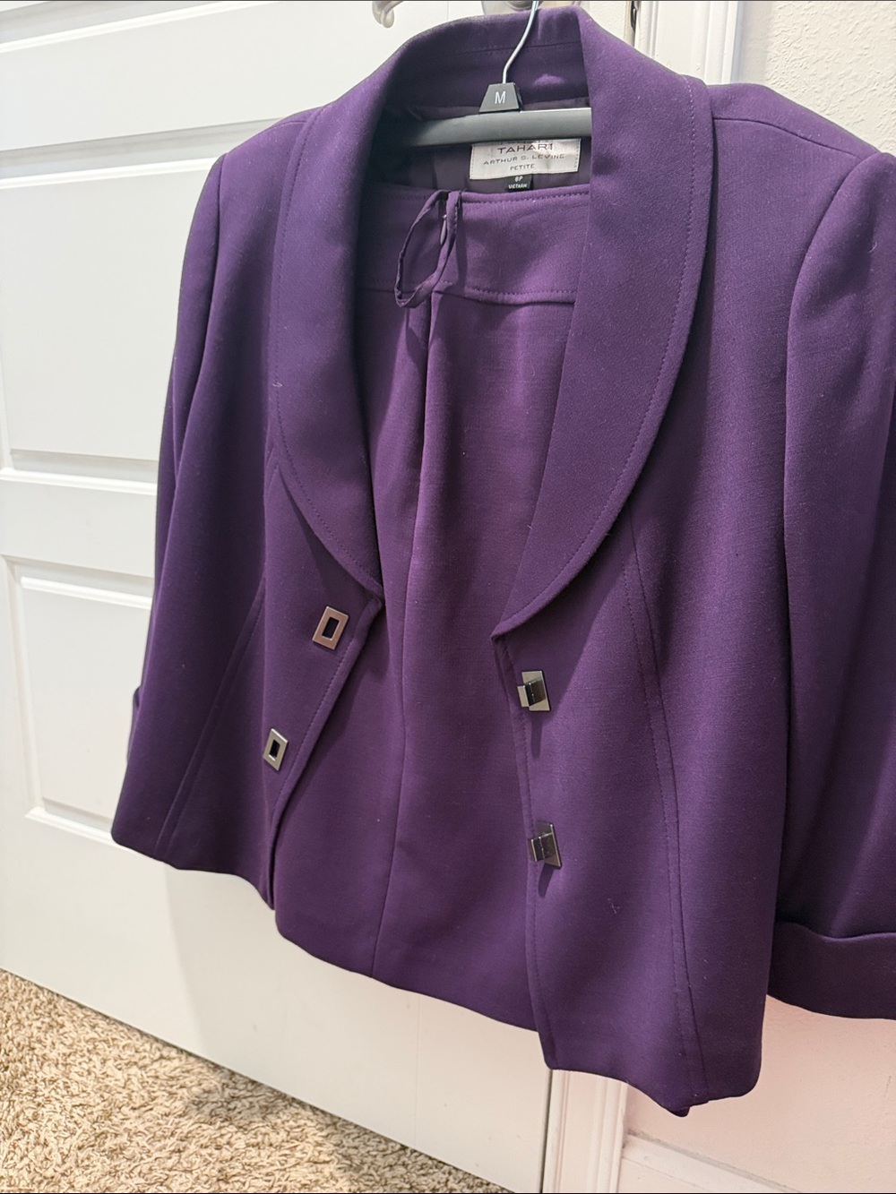 Tahari Deep Purple Women's Blazer with Square Accent Buttons